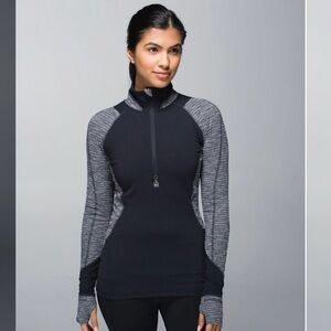 Lululemon Race Your Pace 1/2 Zip Jacket Black Coco Pique Black Size 2